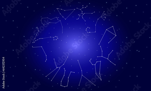 Vector realistic night sky poster with constellations