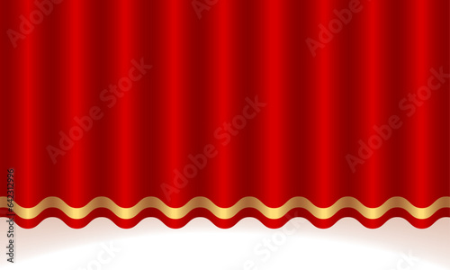 Vector red silk curtain background