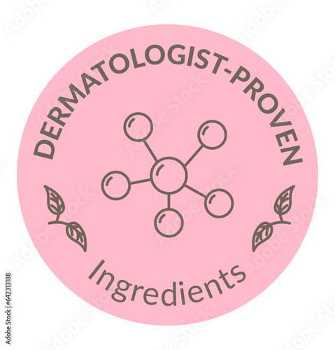 Dermatologist proven ingredients, label or logo