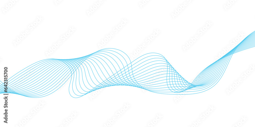 Abstract vector background with blue wavy lines. Blue wave background. Blue lines vector illustration. Curved wave. Abstract wave element for design.
