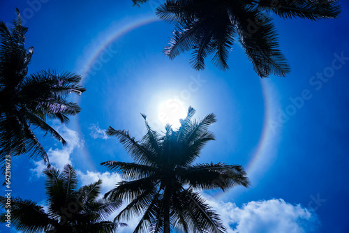 A halo formed around the Sun due to Cirrostratus clouds