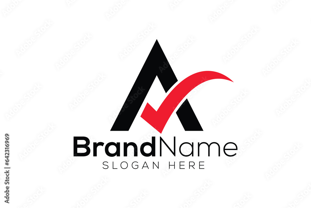 Trendy and Professional letter A check mark done logo design vector template