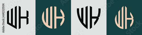 Creative simple Initial Letters WK Logo Designs Bundle.