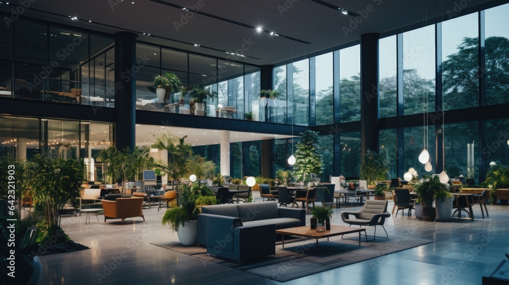 Interior of modern office meeting room with panoramic city view Interior of modern office meeting room with panoramic city view