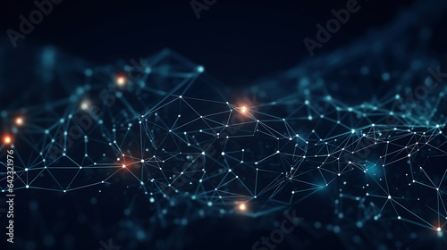 technology, Abstract geometric with connected lines node. Big data visualization, network connection, social networking and digital communication technology concept background © Anpm