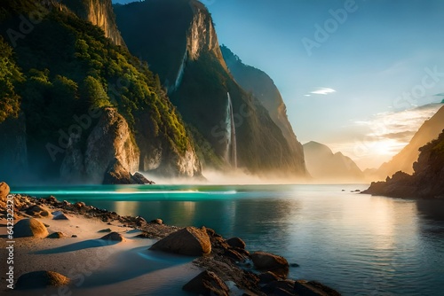 waterfall in the mountains