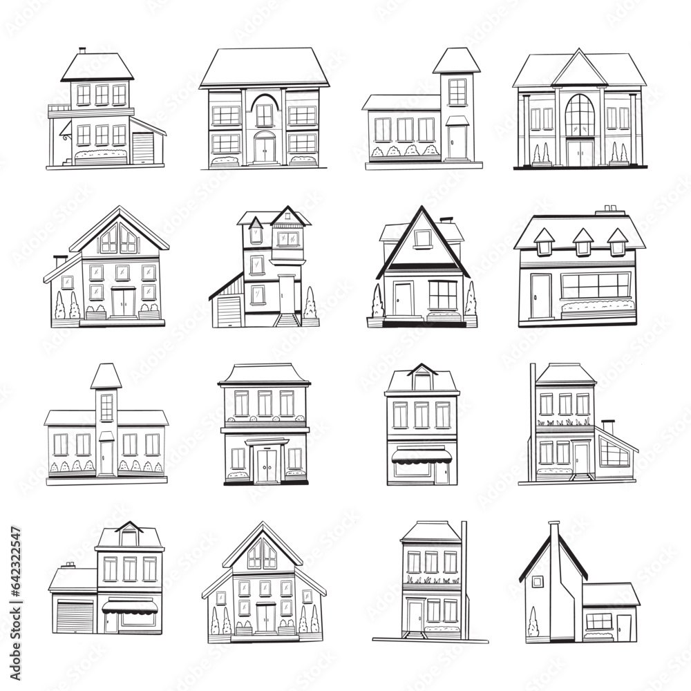 doodle house hand drawn vector 