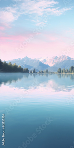Ripples of tranquil lake with minimalistic ripples spreading across the surface. Soft  pastel colors.
