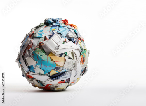Globe made of paper on a white background