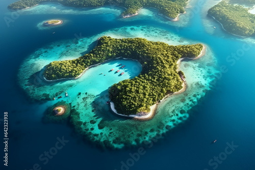 Aerial view of a small island in the middle of the ocean.
