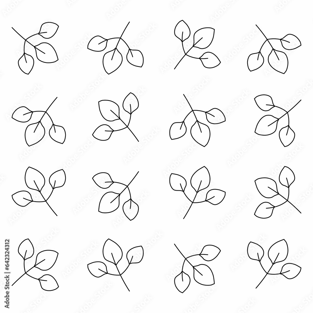 Elegant pattern with leafs drawn in thin lines with a white background Elegant pattern with leafs drawn in thin lines with a white background