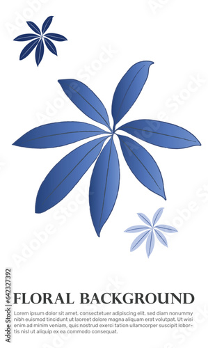 Abstract botanical art background vector. Watercolor hand drawn leaf branches, flower, indigo, blue. Design illustration for wallpaper, banner, print, poster, cover, greeting and invitation card.