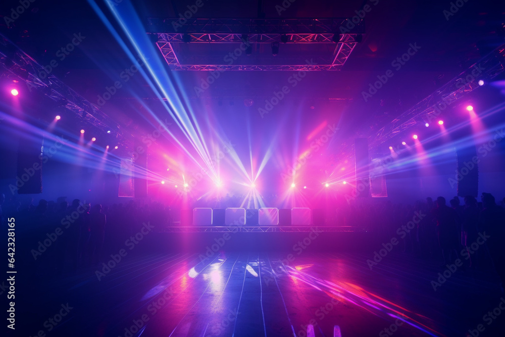 Stage lights in a nightclub, close-up, toned image
