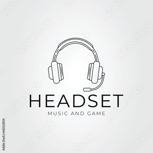 headset or earphone line art logo vector illustration design