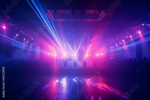 Stage lights in a nightclub, close-up, toned image © Creative