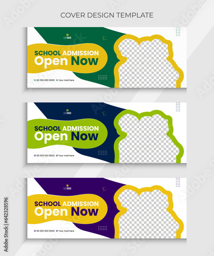School admission Facebook  cover design, social media banner design vector template.