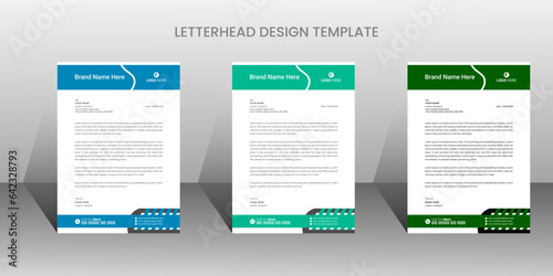 Modern corporate business letterhead 3 colorful design template