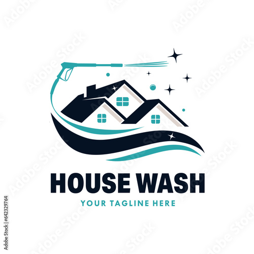 pressure wash home logo design template