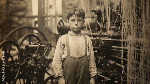 a child laborer around 1900 working in a factory. One of the young spinners in a North Carolina cotton.