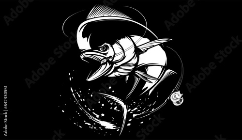 Mahi mahi emblem. Mahi fishing vector illustration. Healthy food. Saltwater fishing. Dolphin fish.