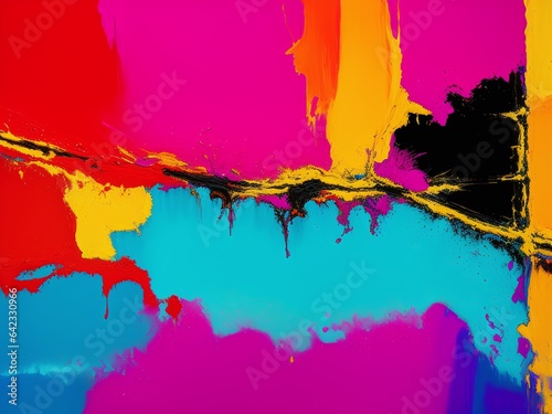 An abstract painting with bold colors and dynamic brushstrokes