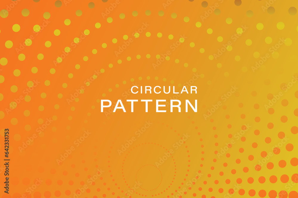 Dot circular round pattern, orange and yellow background circle abstract modern trendy pattern design