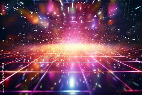 abstract technology background with glowing lines and dots. 3d render