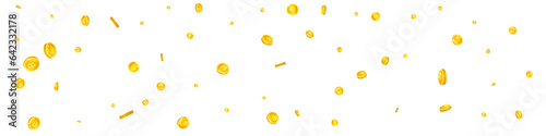 Thai baht coins falling. Gold scattered THB