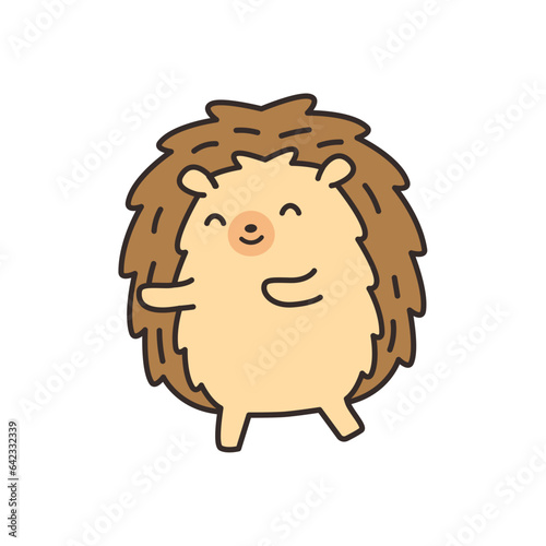 Cute hedgehog. Cartoon character. Isolated vector illustration.