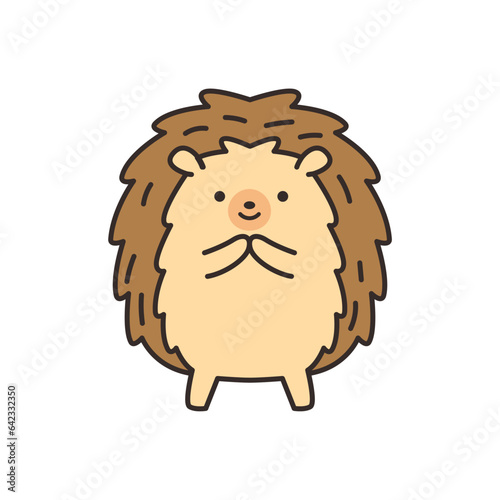 Cute hedgehog cartoon character. Vector illustration in doodle style