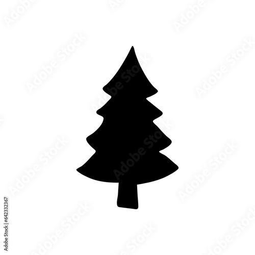 black Christmas trees, vector silhouettes