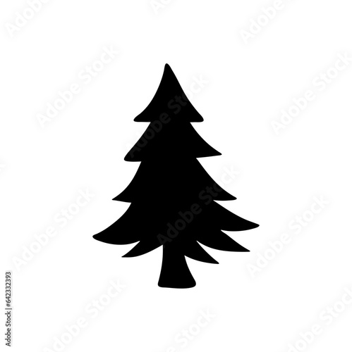 black Christmas trees, vector silhouettes