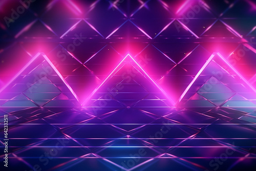 Neon triangle in futuristic space. Futuristic background. illustration.