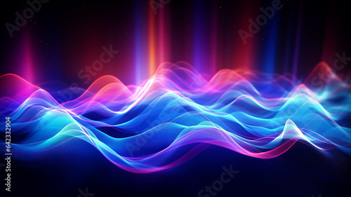 Original abstract colorful background. Abstract background with blue and red lines and waves. Abstract futuristic neon wave background.
