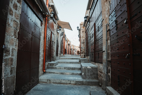 narrow bazaar street in the city