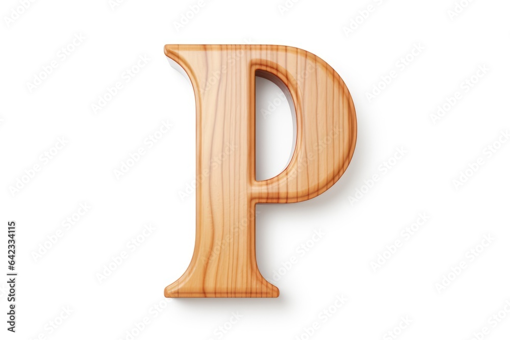 Wooden alphabet letter P on white background Wooden alphabet letter P on white background