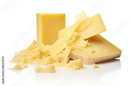 Parmesan Cheese, Parmigiano Reggiano isolate on white background. Generative AI