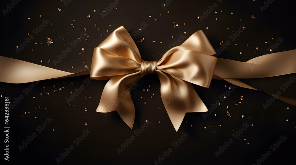 Beige Gift Ribbon with Bow in front of a dark Background. Festive Template for Holidays and Celebrations
Beige Gift Ribbon with Bow in front of a dark Background. Festive Template for Holidays and Celebrations