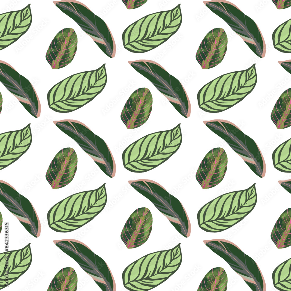 Naklejka premium the seamless green leaf pattern