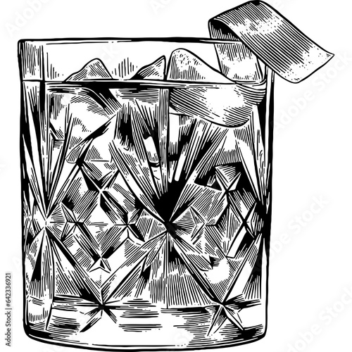 Hand drawn Old Fashioned Cocktail Drink photo