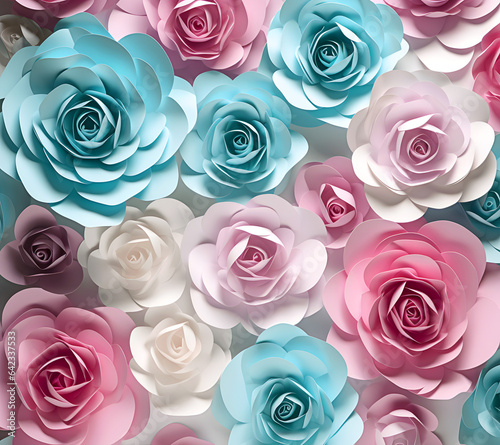 Beautiful bouquet of colorful modern flowers in wonderful harmony  3D flowers.
