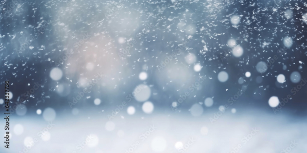 Snowy white blur background. Abstract winter wallpaper