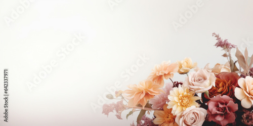 Vintage bouquet of beautiful flowers on white background