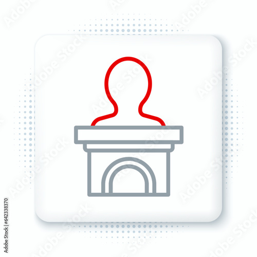 Line Stage stand or debate podium rostrum icon isolated on white background. Conference speech tribune. Colorful outline concept. Vector