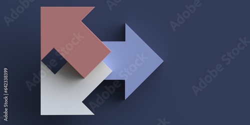 White, blue and red arrows point in different directions. Uncertainty. Indecision.
