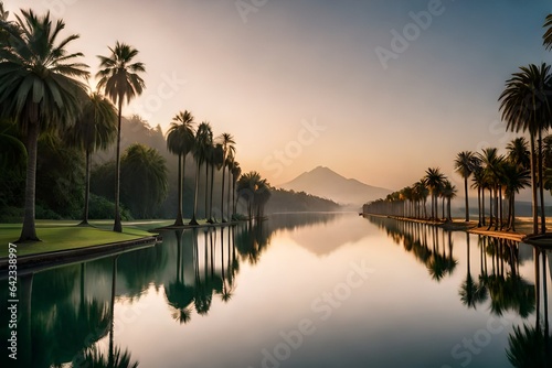 Palm trees and a tranquil atmosphere.