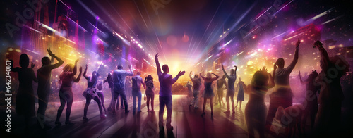 crowd of people dancing in the nightclub. Generative Ai