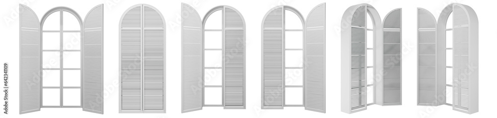 wooden arched door isolated on white background PNG 3d rendering Stock ...