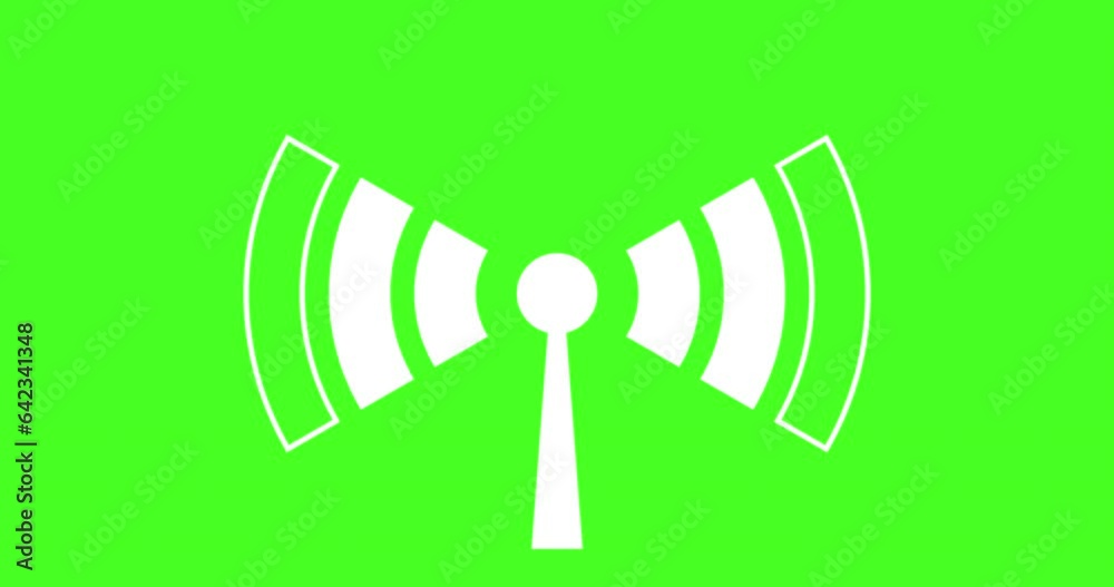 Wireless error icon on green background, flat 4K animation. Wireless error icon on green background, flat 4K animation.