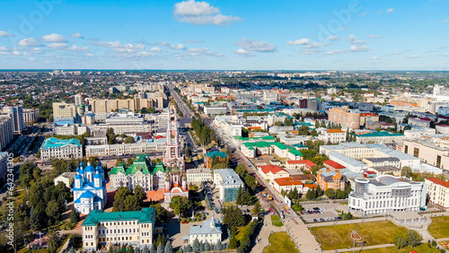 Tambov  Russia. Belfry of the monastery of Our Lady of Kazan  Tambov   Aerial View